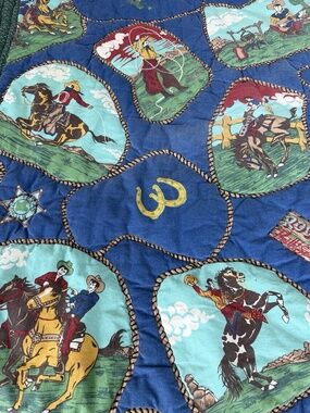 Handmade Western Cowboy Rodeo Quilt Throw 88x48 Horses Patchwork Rustic